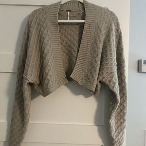 Free People Textured Knit Shrug - Taupe